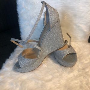 Silver wedge heel, glam!
